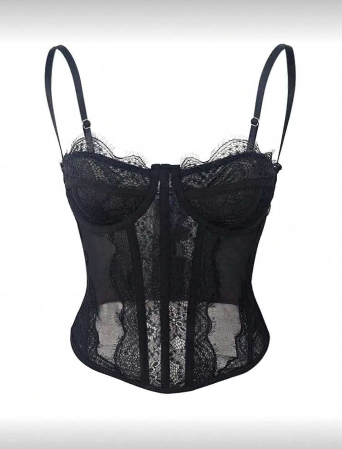 Fashionable Lace Trim Tight Fitting Crop Top, Sexy Corset.