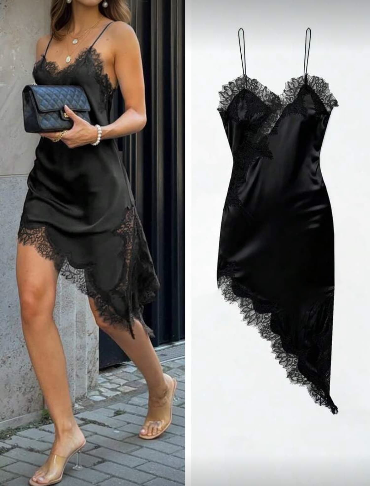 Sexy Satin Slit Slip Dress.