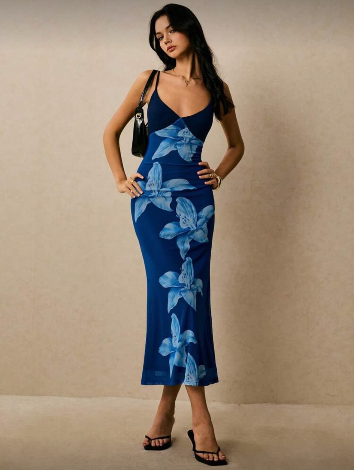 Classic Coastal blue Floral Slip Dress.