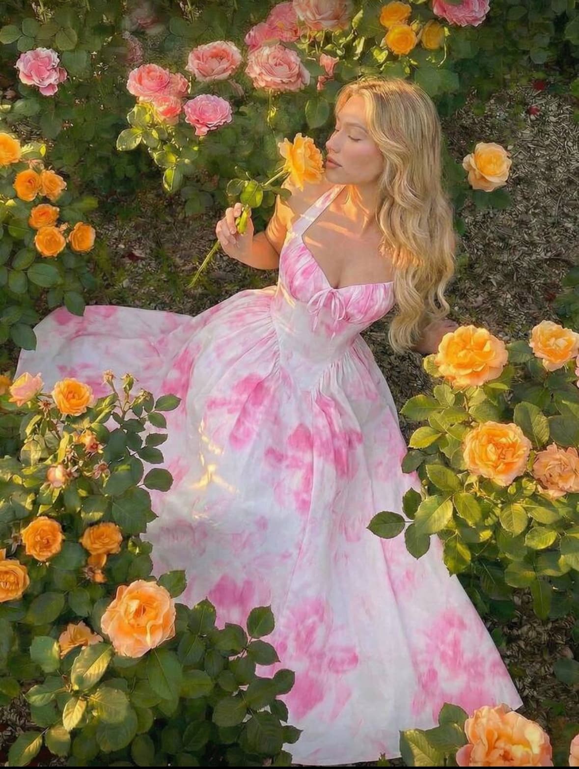 Women's Tie-Dye Print Waist Tie Front Ruched Dress